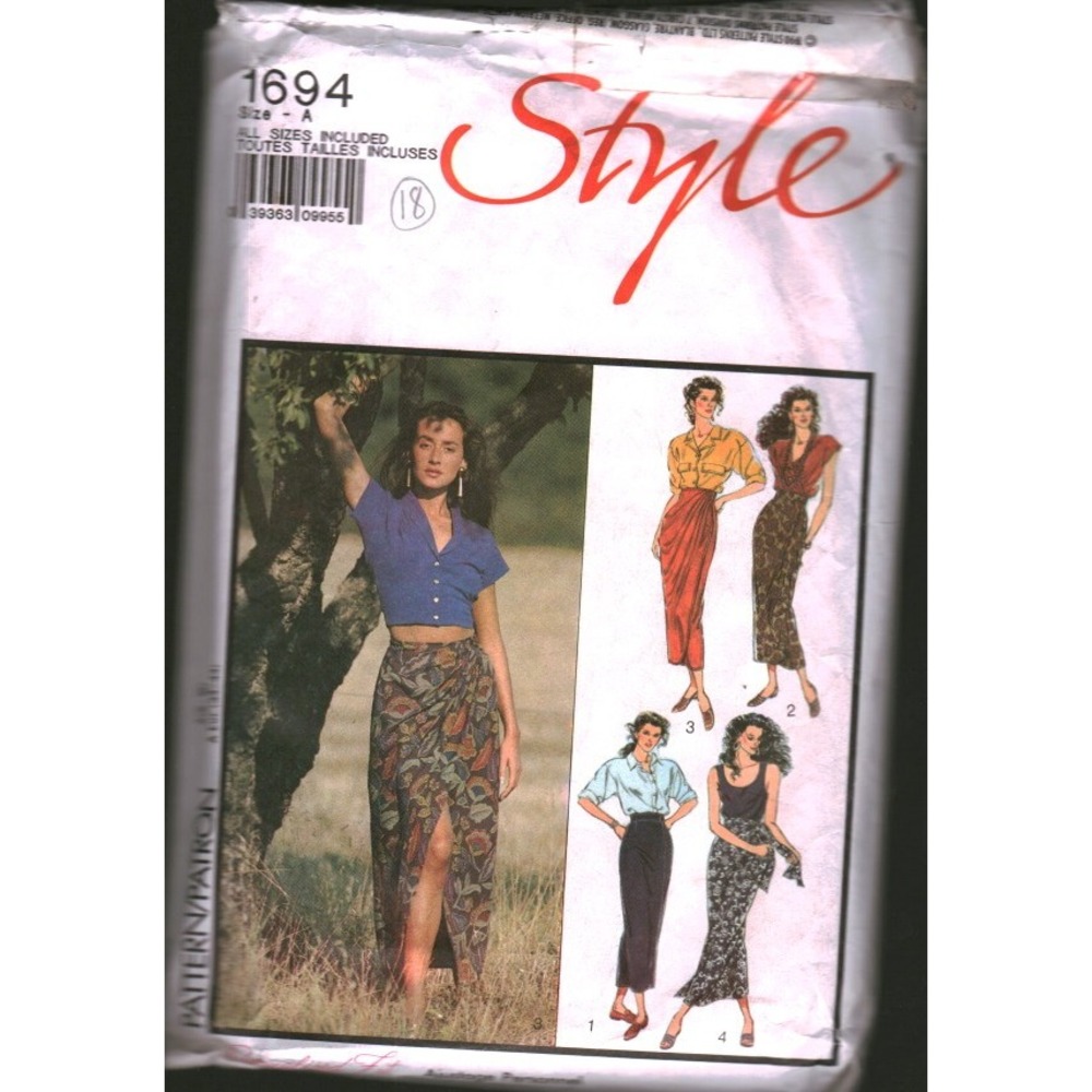 Vintage Style 1694 Sewing Pattern Misses Sarong Skirts High Waist Draped Sz 8-18